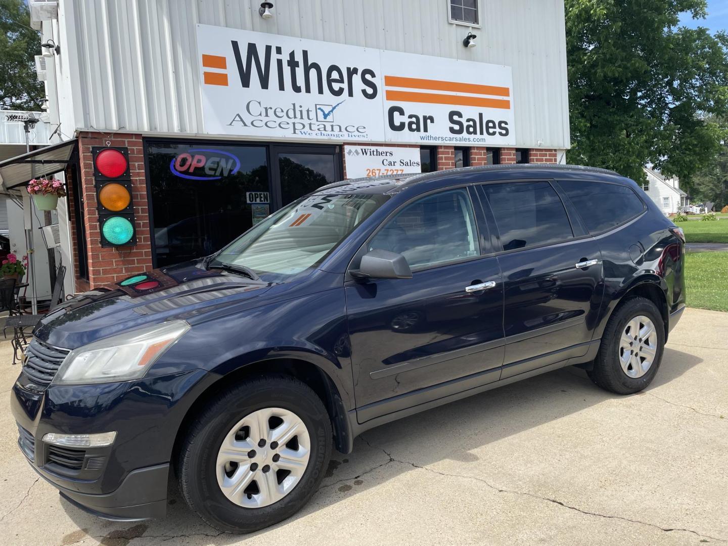 2017 Blue /Gray Chevrolet Traverse LS FWD (1GNKRFKD1HJ) with an 3.6L V6 DOHC 24V engine, 6A transmission, located at 204 Hwy. 16 East, Carthage, MS, 39051, (601) 267-7277, 0.000000, 0.000000 - Photo#0