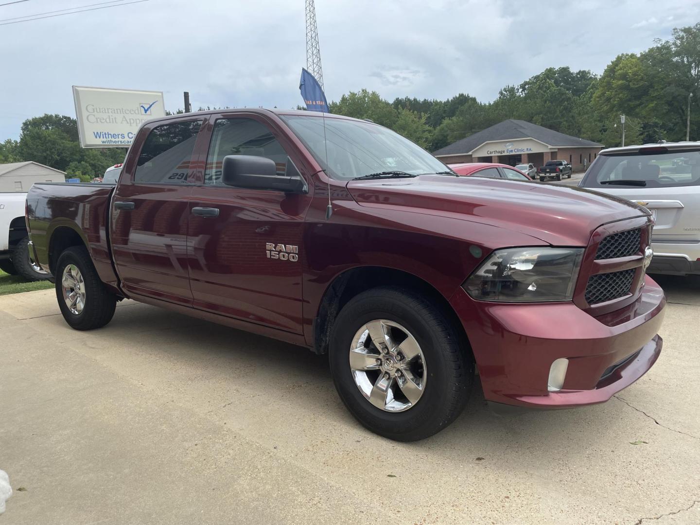2018 Maroon /Gray RAM 1500 Tradesman Crew Cab SWB 2WD (3C6RR6KG1JG) with an 3.6L V6 DOHC 24V FFV engine, 8A transmission, located at 204 Hwy. 16 East, Carthage, MS, 39051, (601) 267-7277, 0.000000, 0.000000 - Photo#1